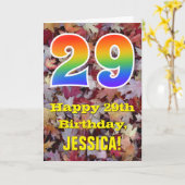 29e verjaardag; rustieke herfstbladeren; regenboog kaart (Gele Bloem)