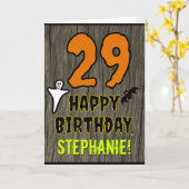 29e verjaardag: Spooky Halloween Thema, Aangepaste Kaart (Gele Bloem)