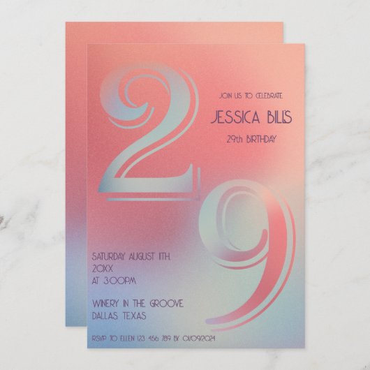 29e verjaardag uitnodiging (Voorkant / Achterkant)