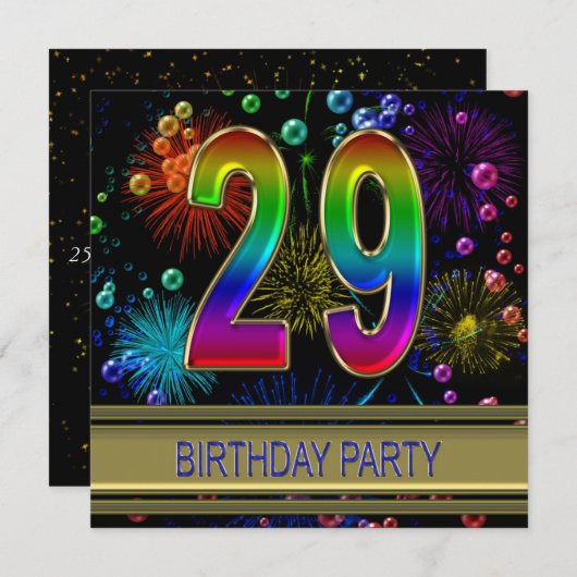 29e verjaardag Uitnodiging met bellen (Voorkant / Achterkant)