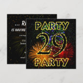 29e verjaardag uitnodiging met vuurwerk (Voorkant / Achterkant)