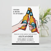 29e verjaardag Uitnodigingen Cheers and Beers Mann (Staand voorkant)