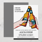 29e verjaardag Uitnodigingen Cheers and Beers Mann (Voorkant / Achterkant)