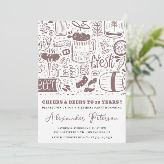 29e verjaardag uitnodigingen Mannen Beer  (Staand voorkant)
