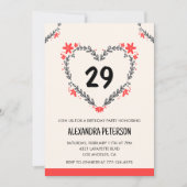 29e verjaardag uitnodigingen voor haar bloemenhart (Voorkant)