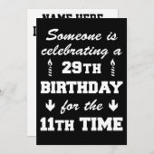 29e verjaardag van de elfde keer dat 40e verjaarda kaart (Voorkant / Achterkant)