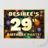 29e verjaardag van de geboorte — Fun, kleurrijke F Folie Uitnodiging (Voorkant)