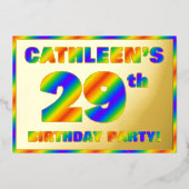 29e verjaardag van de geboorte - Fun, regenboogspe Folie Uitnodiging (Voorkant)