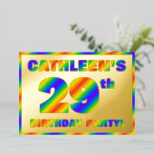 29e verjaardag van de geboorte - Fun, regenboogspe Folie Uitnodiging (Staand Voorkant)