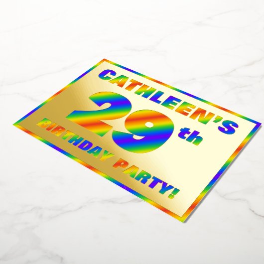 29e verjaardag van de geboorte - Fun, regenboogspe Folie Uitnodiging (Gedraaid)