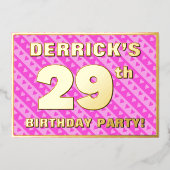 29e verjaardag van de Vogelroze harten en strips Folie Uitnodiging (Voorkant)