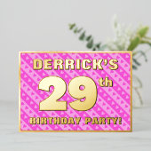 29e verjaardag van de Vogelroze harten en strips Folie Uitnodiging (Staand Voorkant)