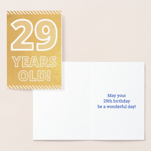 29e verjaardag: Vet "29 JAAR OUD!" Goudfolie Kaart (Display)