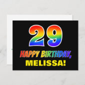 29e verjaardag: Vet, Vun, eenvoudig, regenboog 29 Briefkaart (Voorkant / Achterkant)