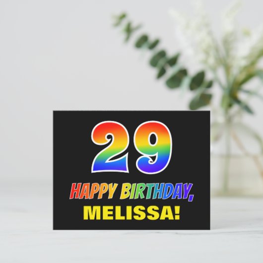 29e verjaardag: Vet, Vun, eenvoudig, regenboog 29 Briefkaart (Staand voorkant)