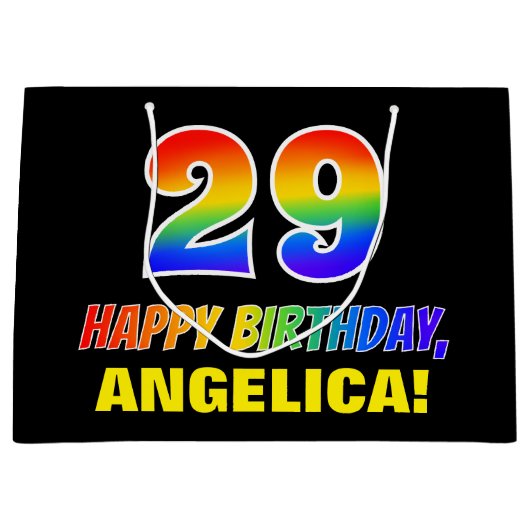 29e verjaardag: Vet, Vun, eenvoudig, regenboog 29 Groot Cadeauzakje (Voorkant)