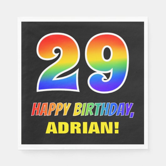 29e verjaardag: Vet, Vun, eenvoudig, regenboog 29 Servet (Voorkant)