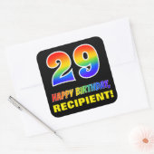 29e verjaardag: Vet, Vun, eenvoudig, regenboog 29 Vierkante Sticker (Envelop)