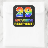 29e verjaardag: Vet, Vun, eenvoudig, regenboog 29 Vierkante Sticker (Tas)