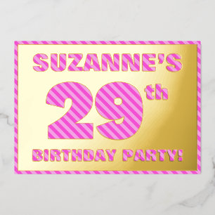 29e verjaardag — Vet, vuurtje, roze band # 29 Folie Uitnodiging