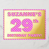 29e verjaardag — Vet, vuurtje, roze band # 29 Folie Uitnodiging (Voorkant)