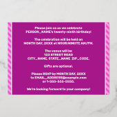 29e verjaardag — Vet, vuurtje, roze band # 29 Folie Uitnodiging (Achterkant)