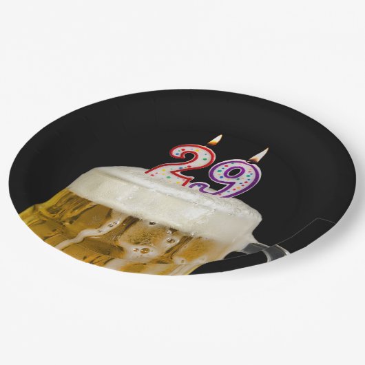 29e Verjaardagsbier op zwart Papier Bord (Gekanteld)
