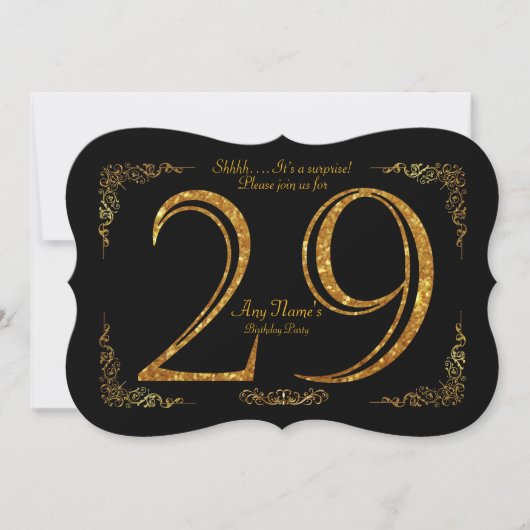29e, Verjaardagsfeest 29e, grote Gatsby, zwart & g Kaart (Voorkant)