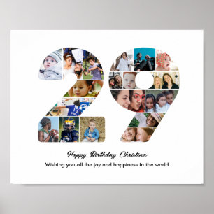 29e Verjaardagsfeest Nummer 29 Fotocollage Poster