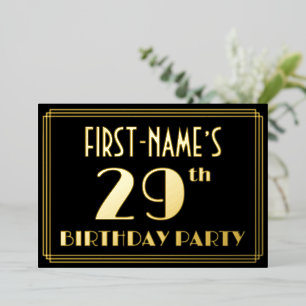 29e Verjaardagsfeestje: Art Deco Look “29”, met Na Folie Uitnodiging