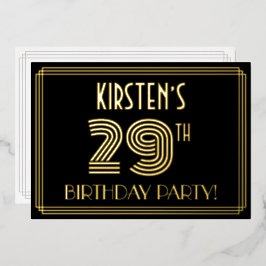 29e Verjaardagsfeestje — Art Deco-stijl “29” + naa Folie Uitnodiging