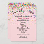 29e verjaardagsfeestje Confetti op roze Kaart (Voorkant / Achterkant)