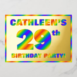 29e Verjaardagsfeestje — Leuke, Regenboogspectrum Folie Uitnodiging