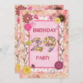 29e verjaardagsfeestje met bloemenfeest lijst kaart (Voorkant / Achterkant)
