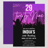 29e verjaardagsfeestje roze neon kaart (Voorkant / Achterkant)