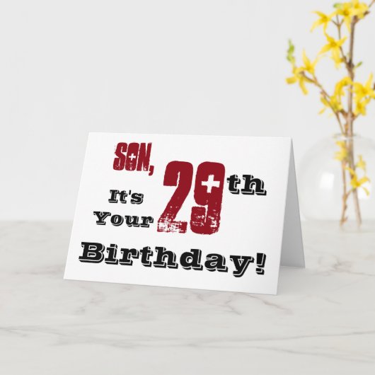 29ste de verjaardagsgroet van de zoon in zwarte, kaart (Gele Bloem)