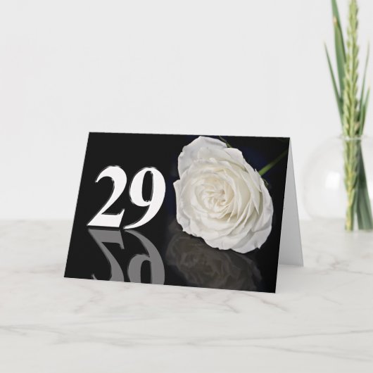 29ste verjaardag Kaart met een witte roos (Voorkant)
