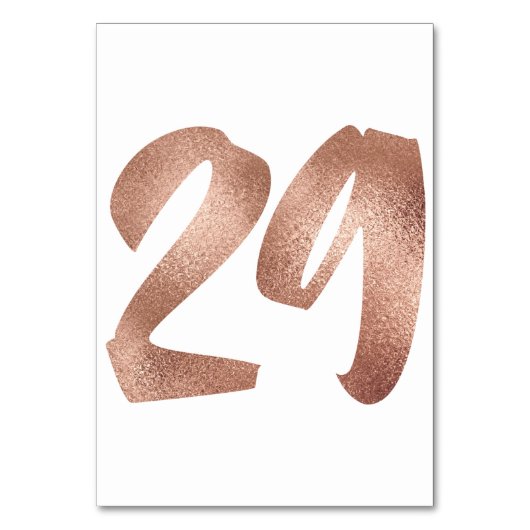 29Tafelnummer White Metallic roze Rose Gold Kaart (Voorkant)