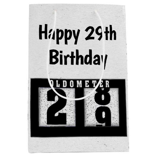 29th Birthday Black Odometer Medium Cadeauzakje (Voorkant)