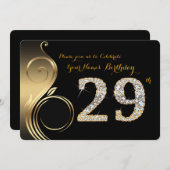 29th, Birthday Invitation, Number Diamond,Foto Kaart (Voorkant / Achterkant)
