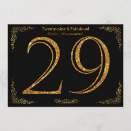 29th Birthday party, Gatsby styl, zwarte goudglitt Kaart