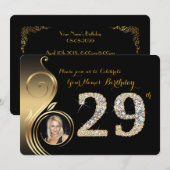 29th, Verjaardag Uitnodiging, Nummer Diamant, Foto Kaart (Voorkant / Achterkant)