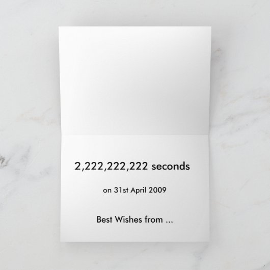 2.222.222.222 seconden kaart (gepersonaliseerde vo (Binnen)