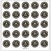 2.25" esdoornsiroop gouden blad op zwart waterdich sticker (Vel)