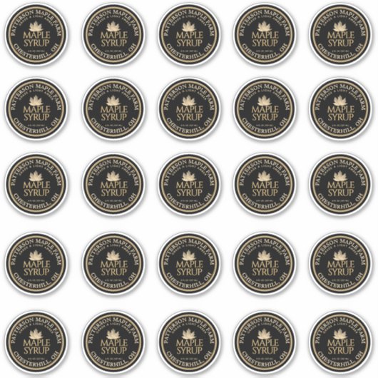 2.25" esdoornsiroop gouden blad op zwart waterdich sticker (Voorkant)