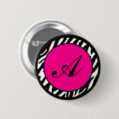 2,25-inch Button Monogram Hot Pink Zebra Dierlijk (Voorkant /achterkant)