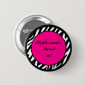 2,25-inch Button Monogram Hot Pink Zebra Dierlijk  (Voorkant /achterkant)