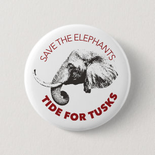 2,25-inch Save the Elephants-knop Ronde Button 5,7 Cm