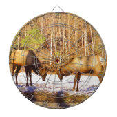 2~ 2 Bull Elk in de sneeuw Dartbord (Voorkant)