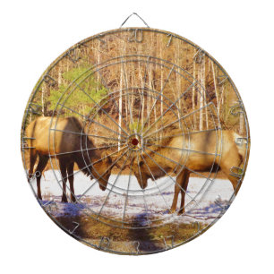 2~ 2 Bull Elk in de sneeuw Dartbord